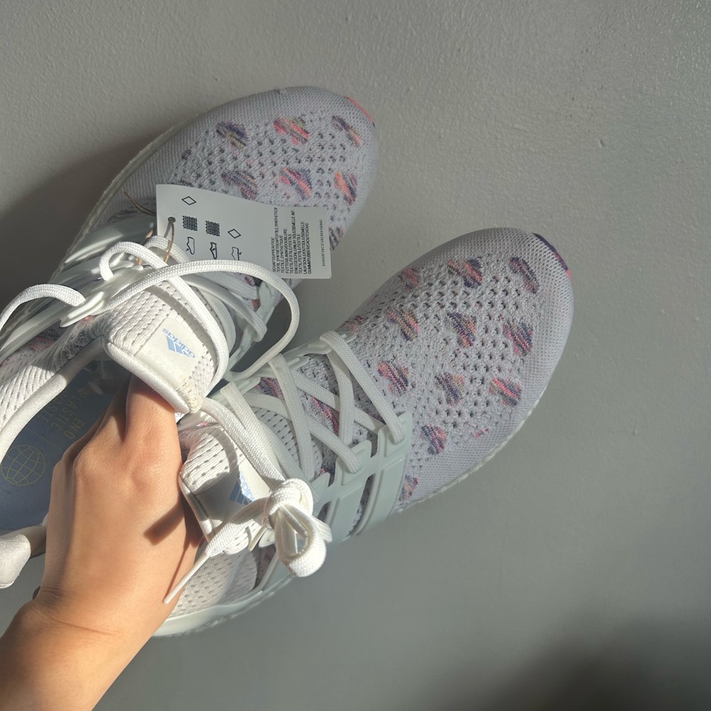Adidas White and Multicolor Ultraboost Shoes - Picture 5 of 6